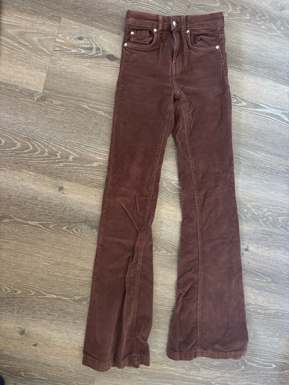 Bershka Corduroy Flare Pants in Deep Brown